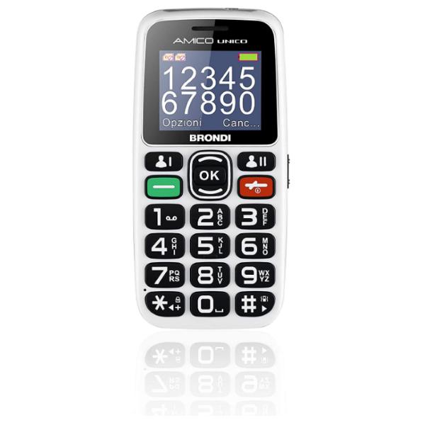 2346 - BRONDI AMICO UNICO CELLULARE GSM PER ANZIANI CON TASTI GRANDI DUAL  SIM BIANCO - BRONDI